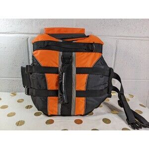 Dog Life Jacket Vest/Swimming Aid Black & Orange Size S/M